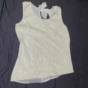 White sparkly sequined tank top blouse